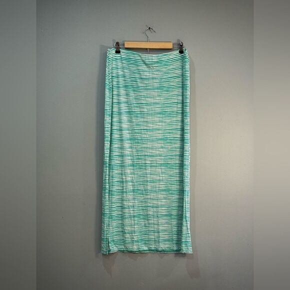 Green LOFT Outlet Striped Maxi Skirt Size L EUC - Picture 4 of 5